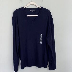 Hart Schaffner Marx Men’s Blue V-Neck Sweater 100% Extra Fine Marino Wool XL